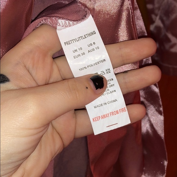NWT PrettyLittleThing Rose Satin Utility LS Dress - Picture 7 of 7